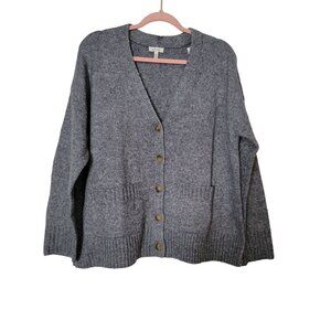 Ella Moss Gray Wool Blend Button Up Cardigan Sweater With Pockets